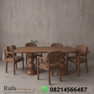 Set Meja Makan Kayu Jati Konsep Yunani
