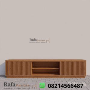 Meja Tv Kayu Jati Slaur Minimalis Garis