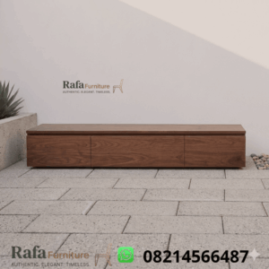 Meja TV Kayu Jati Model Nara Walnut Low Profile