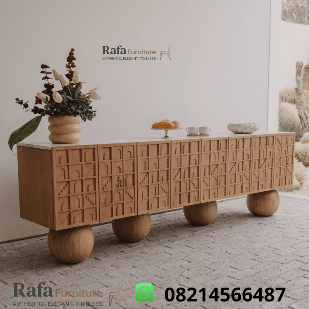 Credenza TV Minimalis Kayu Jati Solid