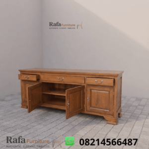 Jual Meja TV Bufet Jati 3 Laci 4 Pintu Klasik Mewah