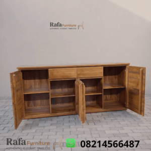 Jual Credenza Jati Solid 2L4P Handleless Flat Panel 3