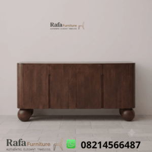 Jual Bufet Jati Kaki Bola 4 Pintu Modern