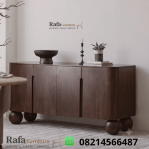 Bufet Jati Kaki Bola 4 Pintu Modern