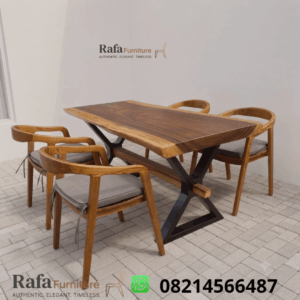 Set Meja Makan Trembesi Solid 4 Kursi