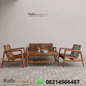 Set Kursi Cafe Outdoor Jati Slatted