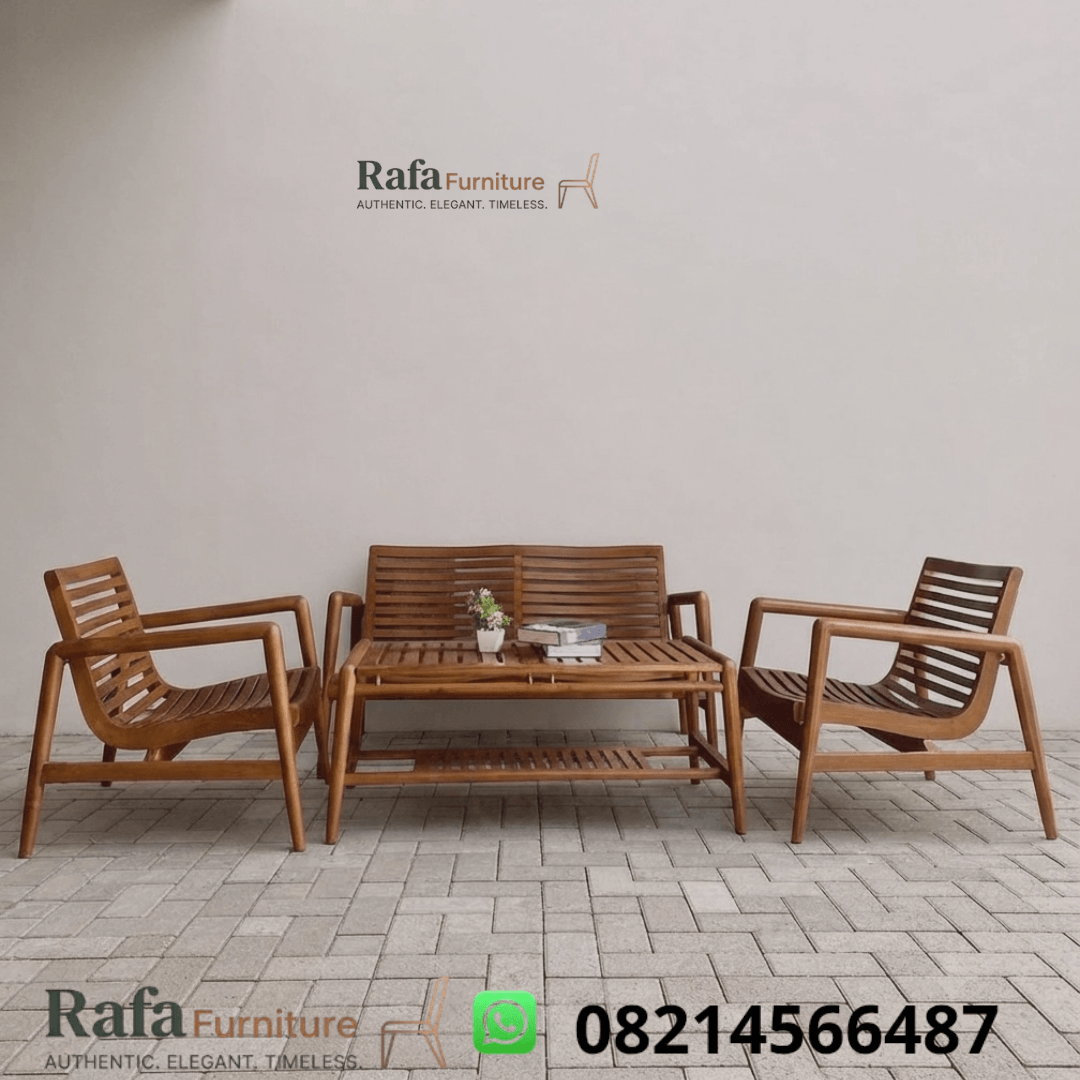 Set Kursi Cafe Outdoor Jati Slatted