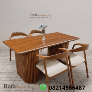 Set Meja Makan Jati Fluted 4 Kursi