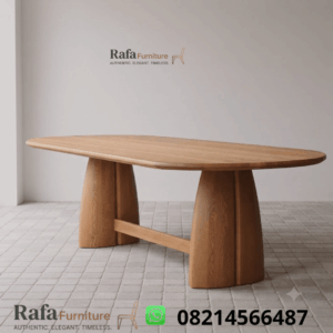 Meja Makan Jati Oval Kaki Sculptural