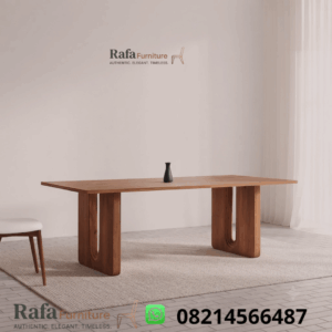 Meja Makan Jati Kaki Panel Tebal