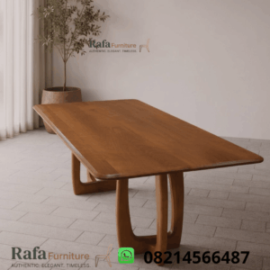 Meja makan jati kaki stirrup